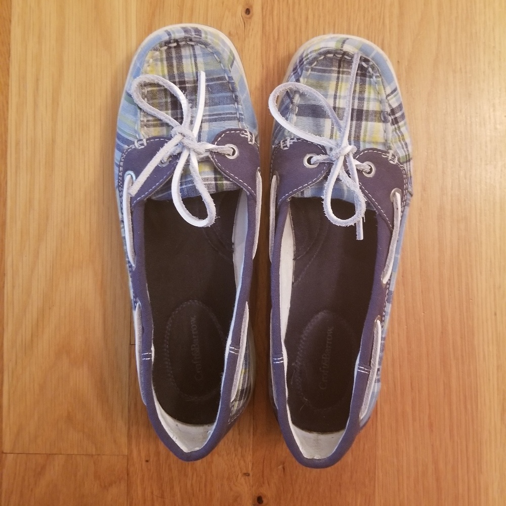 Blue Plaid Boat Shoes